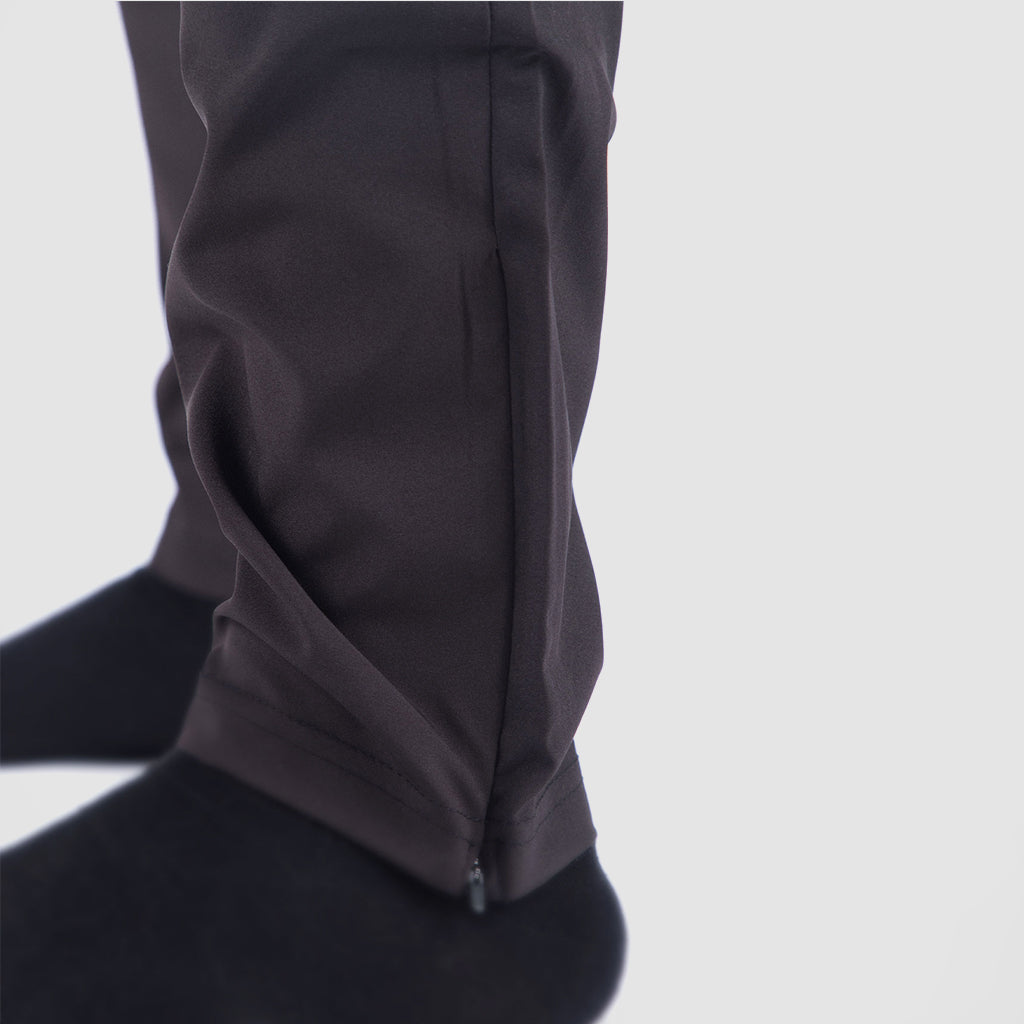 close down view for man wearing pants with zipper and  socks black 