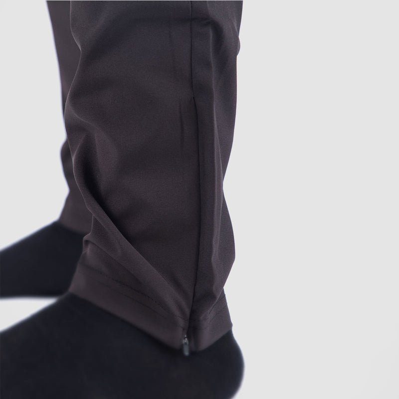 close down view for man wearing pants with zipper and  socks black 