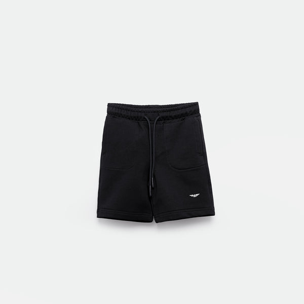 a short black with lace and logo 