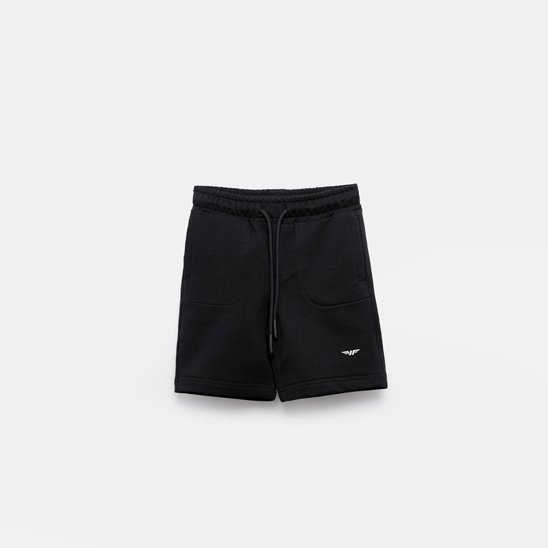 a short black with lace and logo 