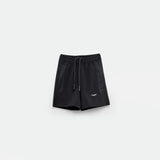 a short black with lace and logo 