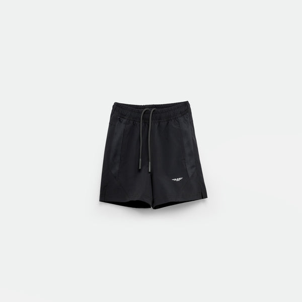a short black with lace and logo 