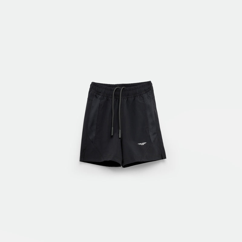 a short black with lace and logo 