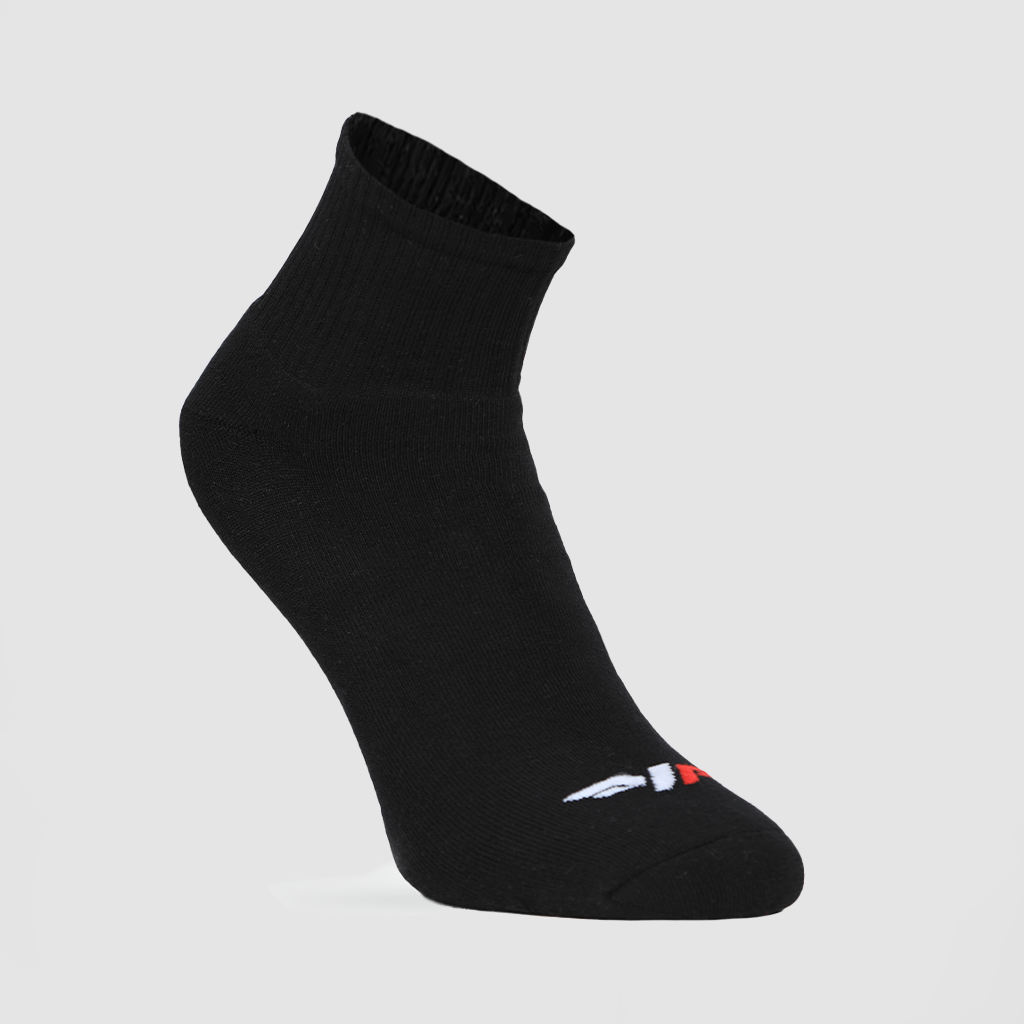 one socks black with logo red and white 