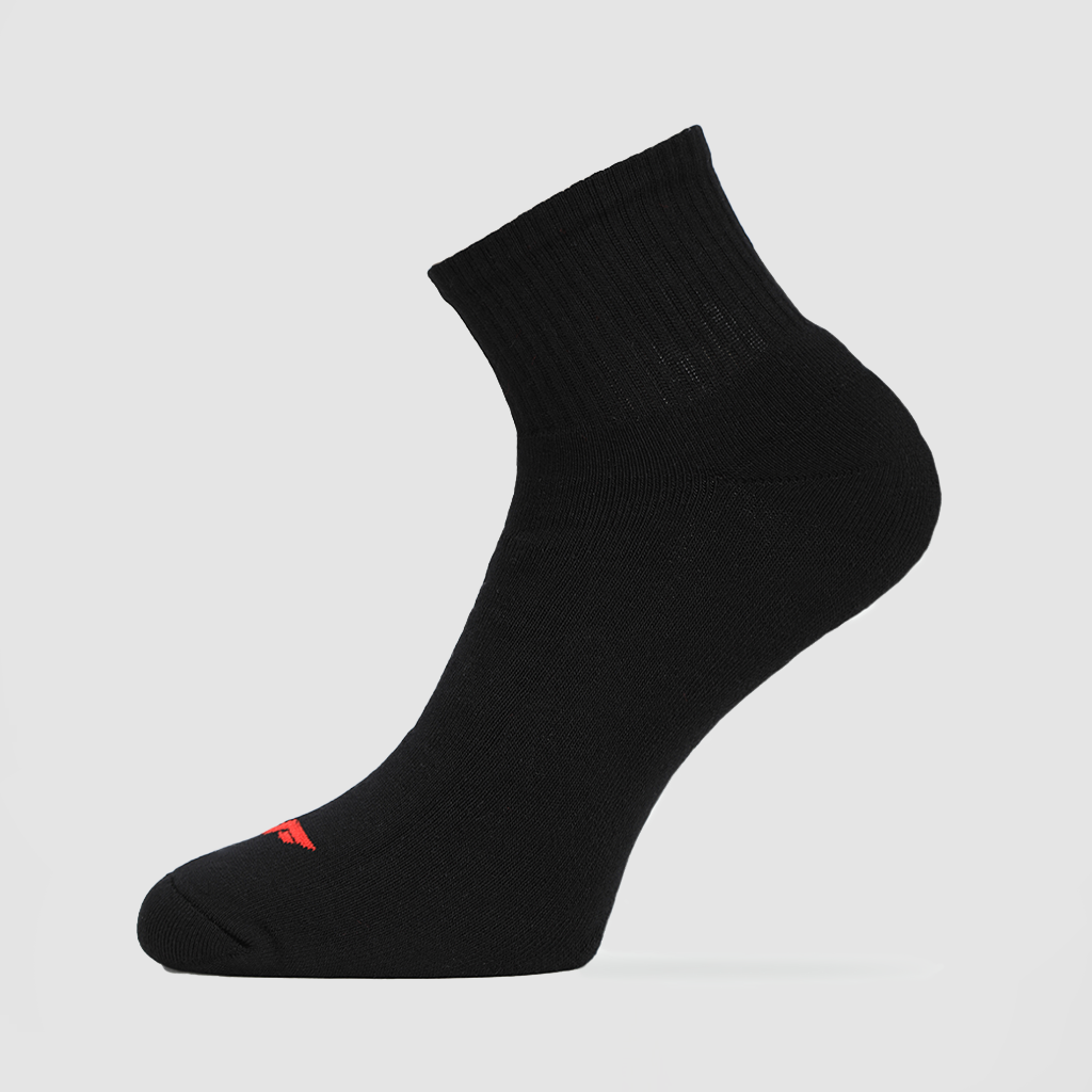 one socks black with logo red and white 