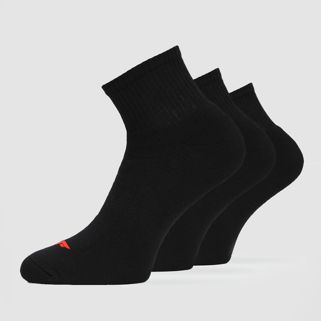 3 socks black with logo red 