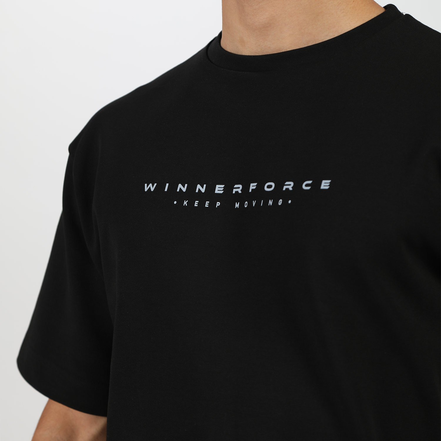 close up view for t-shirt black with logo 