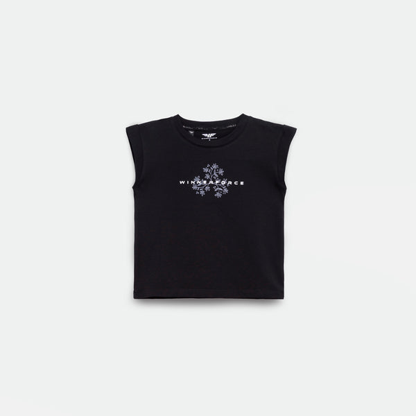 a t-shirt black with logo for girl  