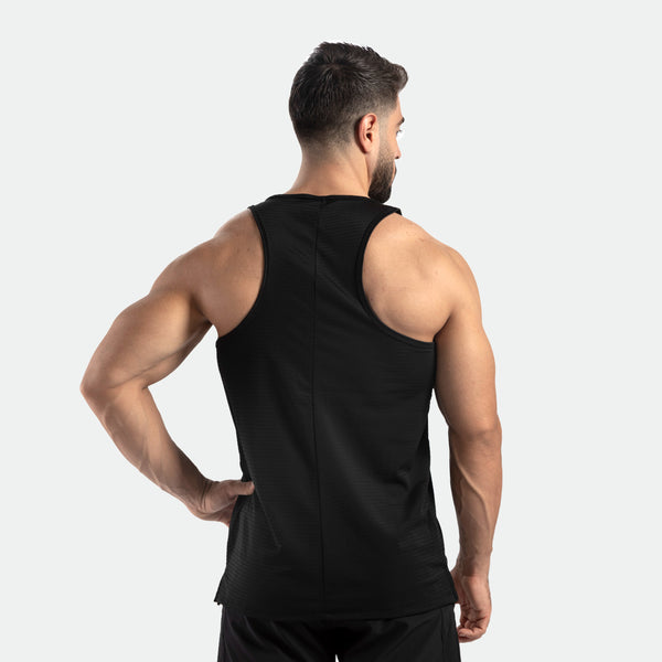 a back view for tank black with pants black 