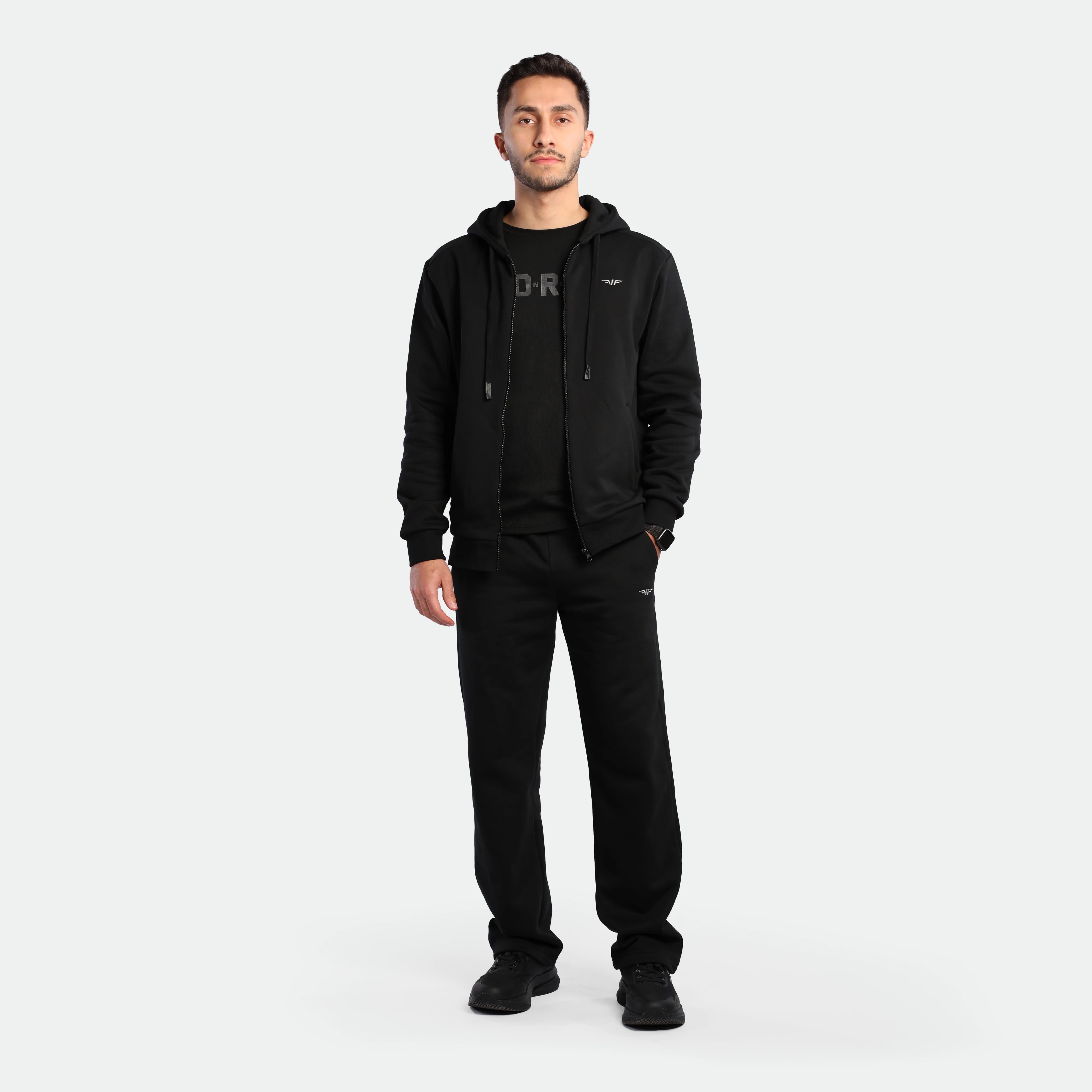 MEN-ESSENTIAL-ZIP UP-HOODIE (BLACK)