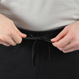 close up view for man wearing short black