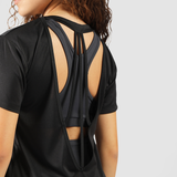 WOMEN-ESSENTIAL-RELAXED-FIT OPEN BACK T-SHIRT (BLACK)