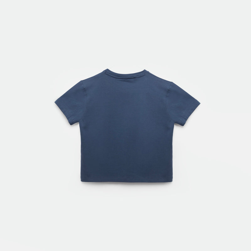 a back view for t-shirt blue opal 