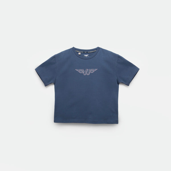 a t-shirt blue opal with logo 