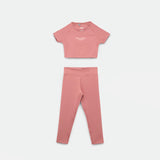 a crop top with logo and legging BLUSH-PINK
