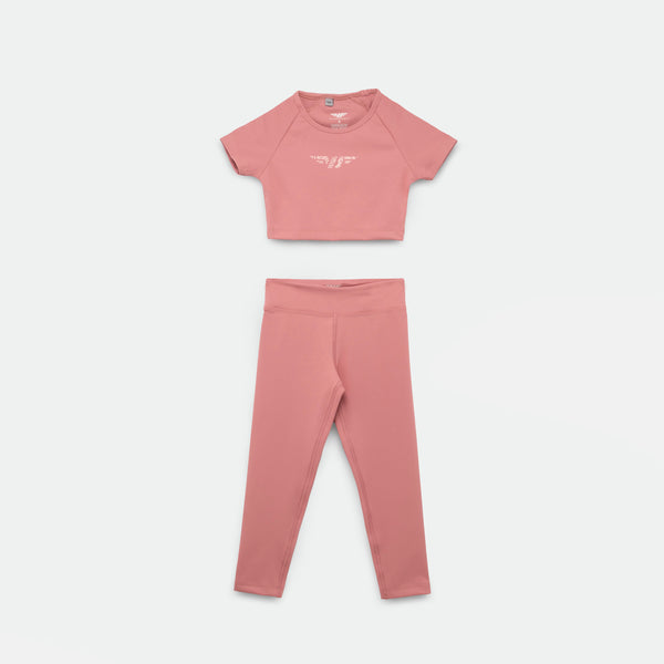 a crop top with logo and legging BLUSH-PINK