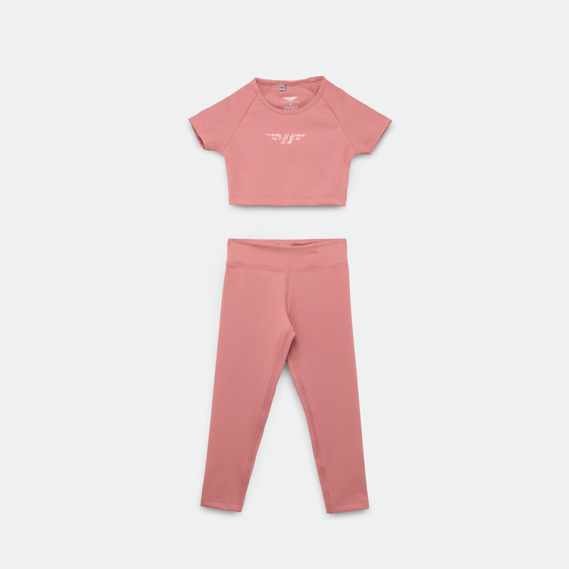 a crop top with logo and legging BLUSH-PINK