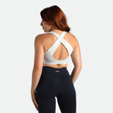  a back view for fit woman wearing bra grey and legging black 