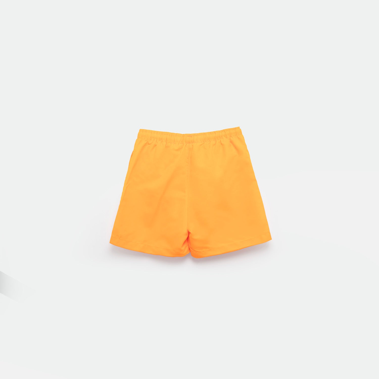 a back view for bright yellow short with background light grey