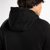 a back view for fit man wearing hoodie black 