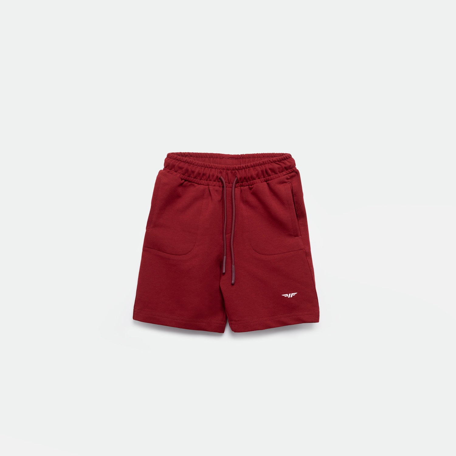 a short red with lace and logo 