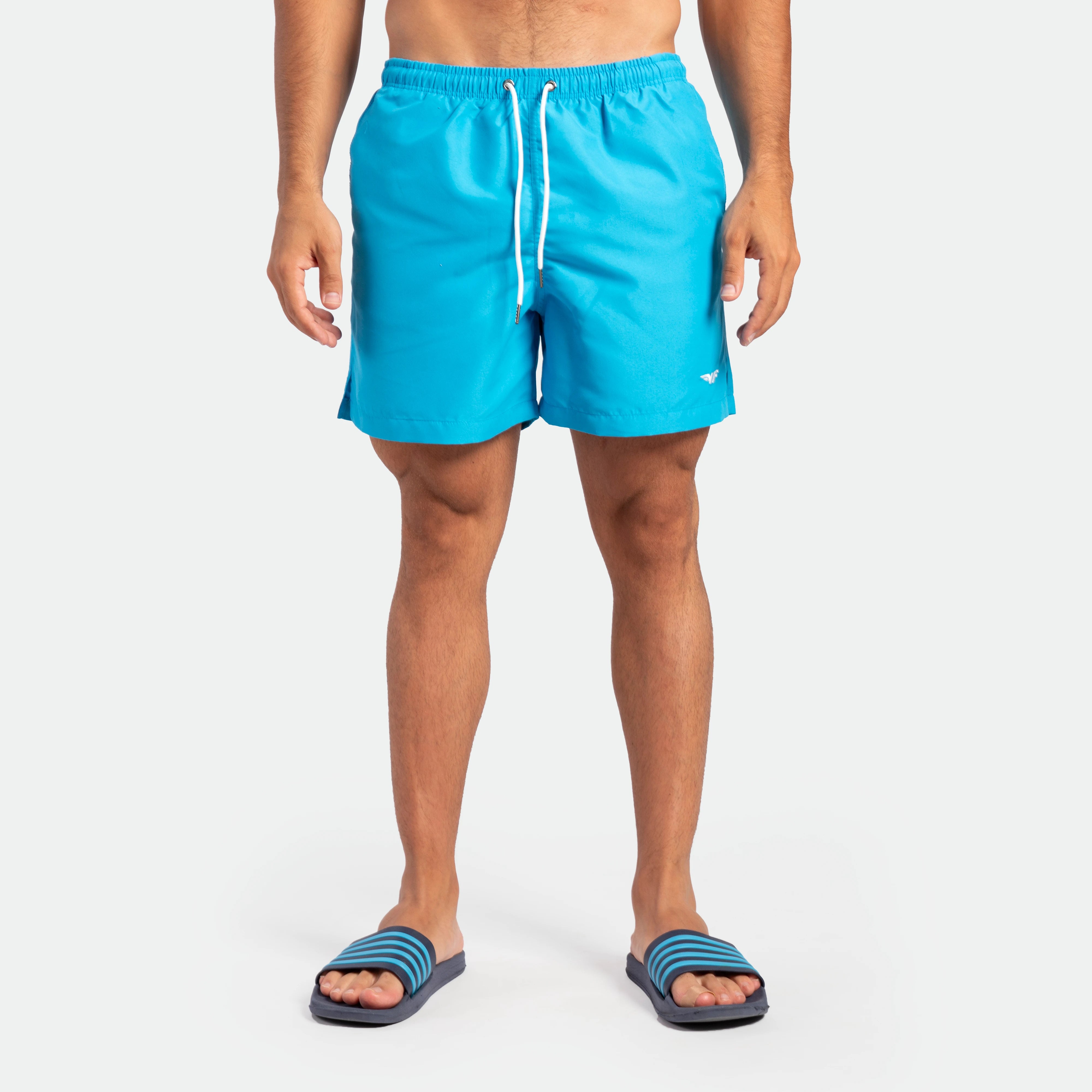 a fit man wearing short DEEP SKY BLUE