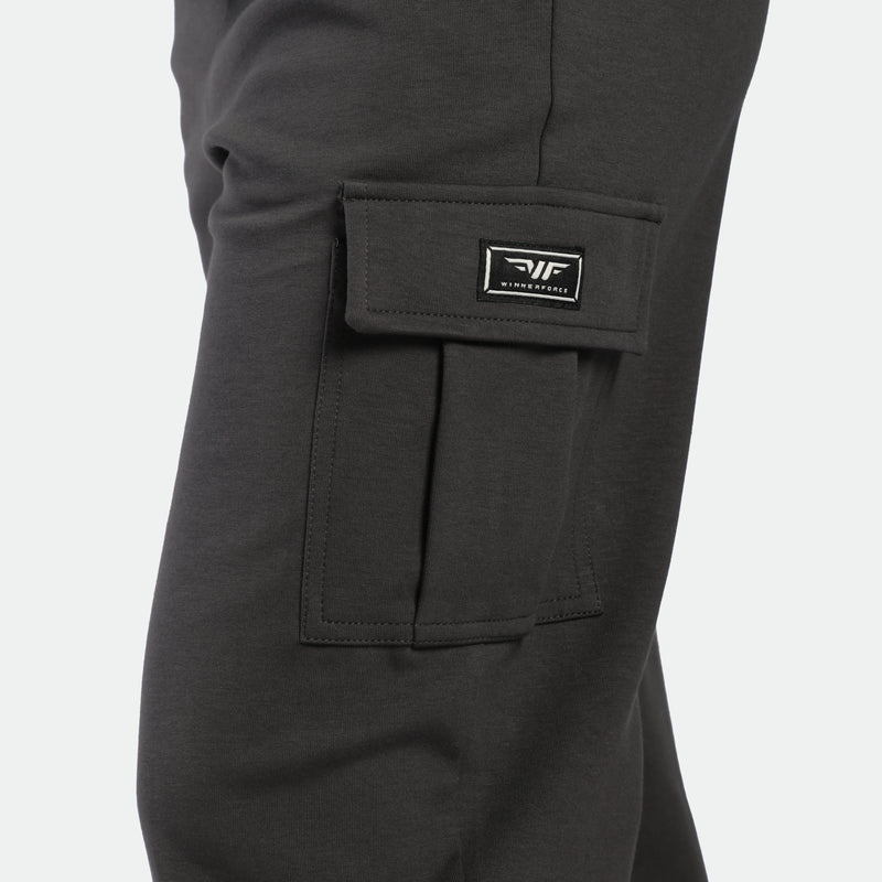 close down view for pocket of pants grey ebony with logo 