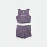 GIRL-ESSENTIAL-CROP TOP & SHORT-SET (MAUVE-PURPLE)