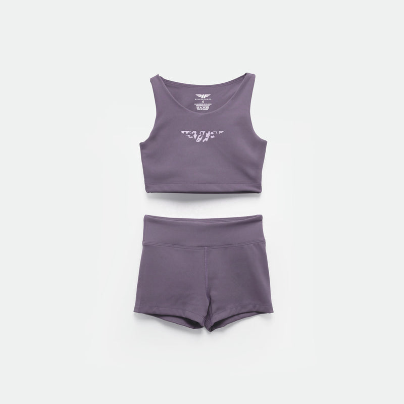 GIRL-ESSENTIAL-CROP TOP & SHORT-SET (MAUVE-PURPLE)