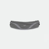 A grey waist bag with black trim, branded with 'GO BEYOND'.