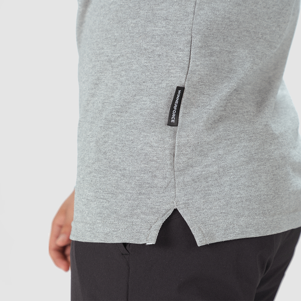close up view for t-shirt grey with pants black 