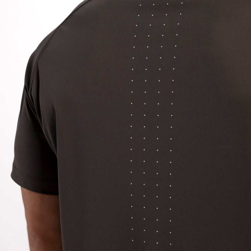 a back view for man wearing t-shirt dark grey 