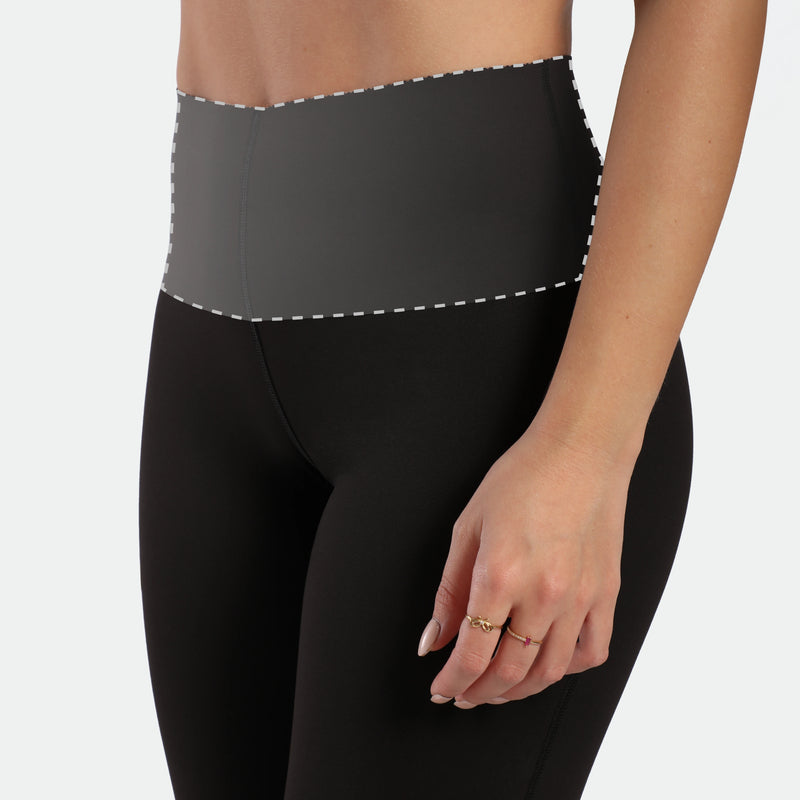 close up view for fit woman wearing legging black 