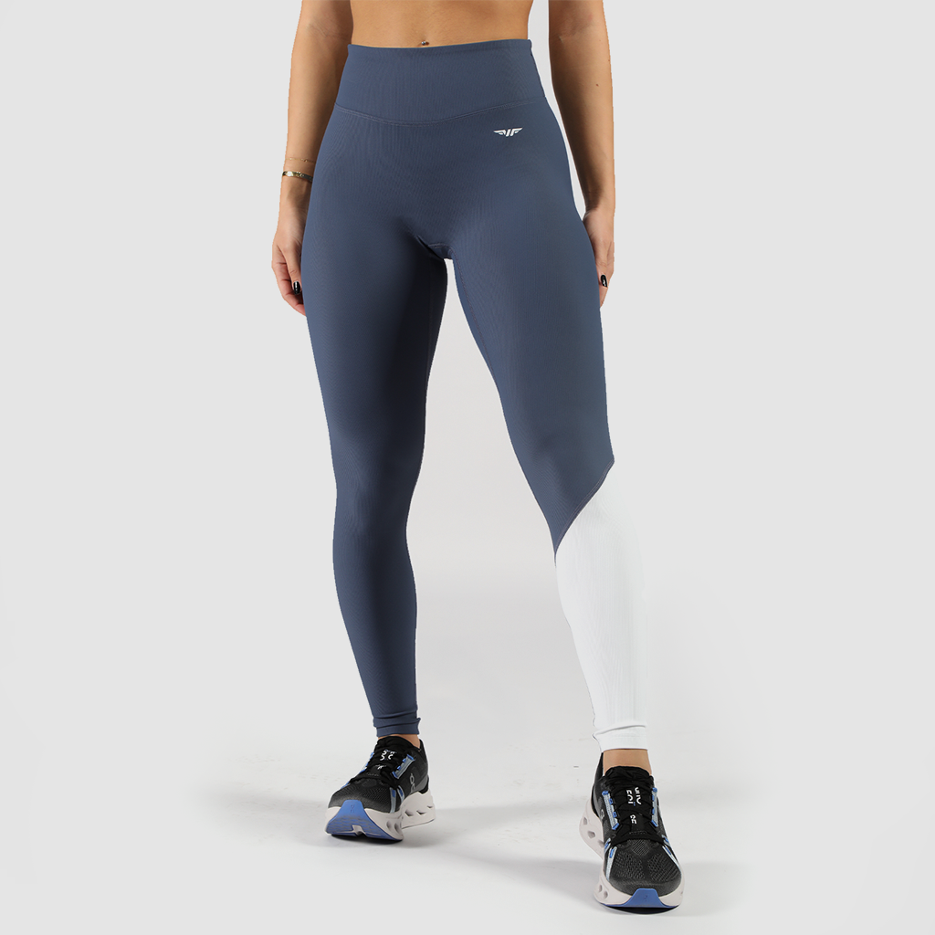 WOMEN-ELITE-RIBBED-LEGGING (BLUE & WHITE)