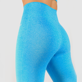 a back view for woman wearing legging a blue gradien
