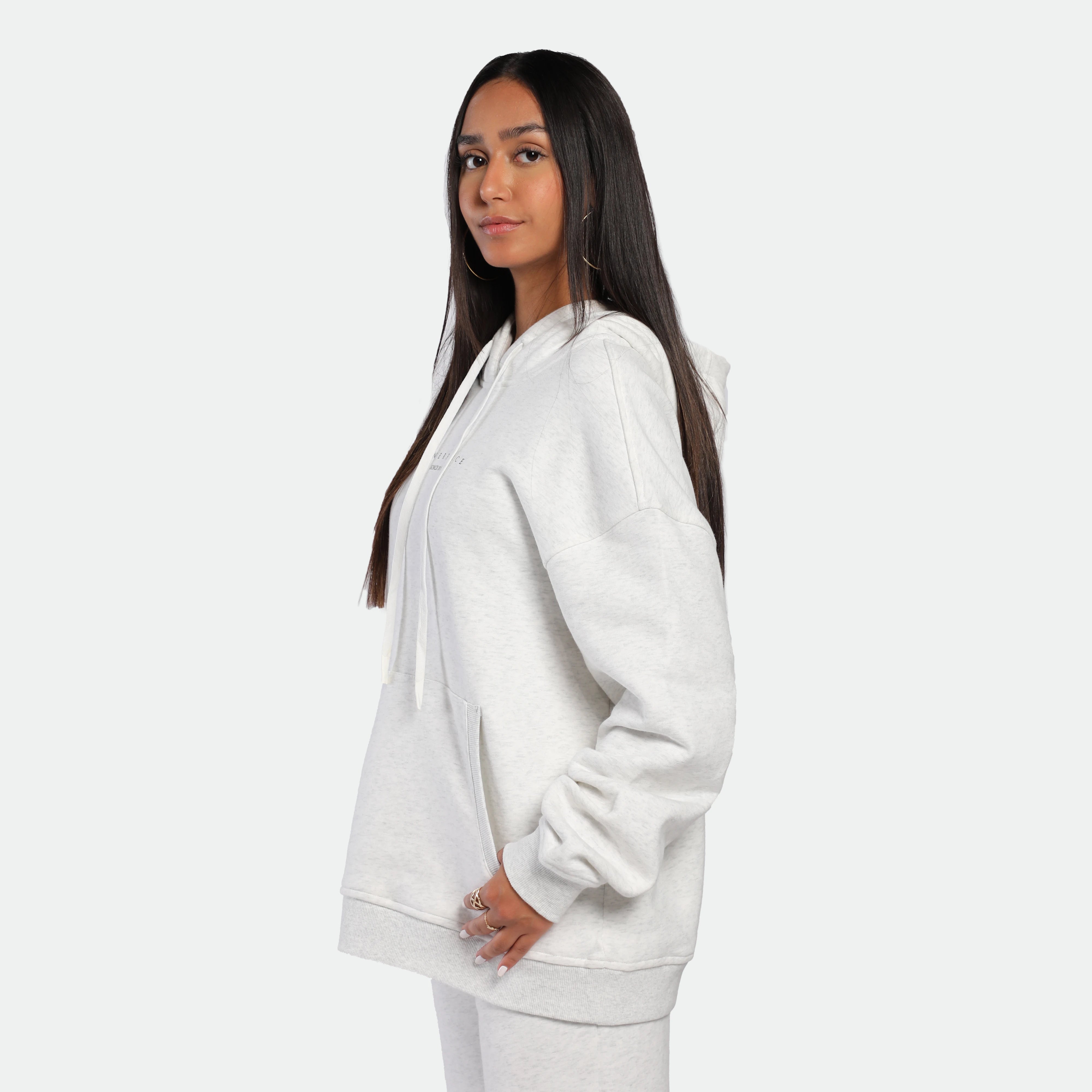 WOMEN-ESSENTIAL-COLD SEASON-HOODIE (MARL LIGHT-ECRU)