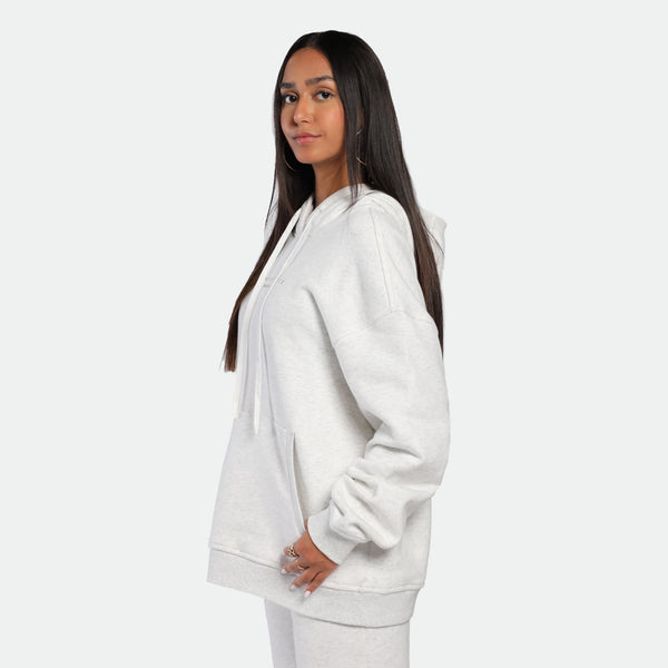 WOMEN-ESSENTIAL-COLD SEASON-HOODIE (MARL LIGHT-ECRU)