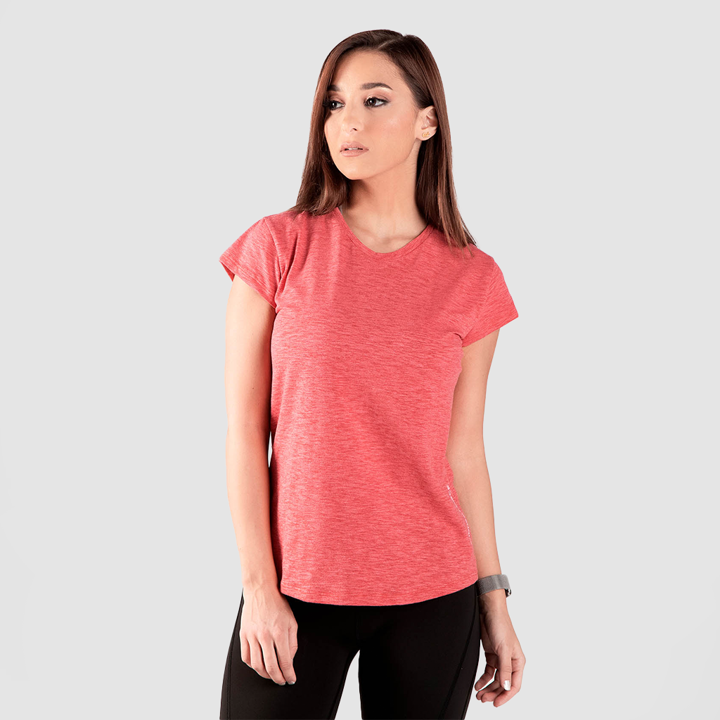 WOMEN WAVY T-SHIRT(MARL CANDY-RED)