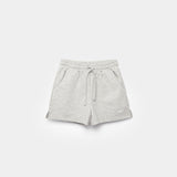 Light grey shorts with a drawstring waistband, displayed against a white background.