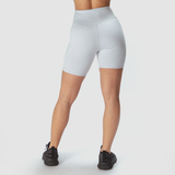 a back view for fit woman wearing short grey with shoes black 
