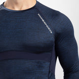 MEN STRONGER LONG SLEEVE T-SHIRT(MARL NAVY BLUE)