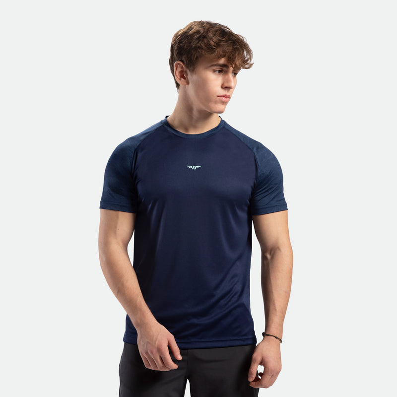 MEN-GO BEYOND HALF-CAMO-T-SHIRT (NAVY-BLUE)