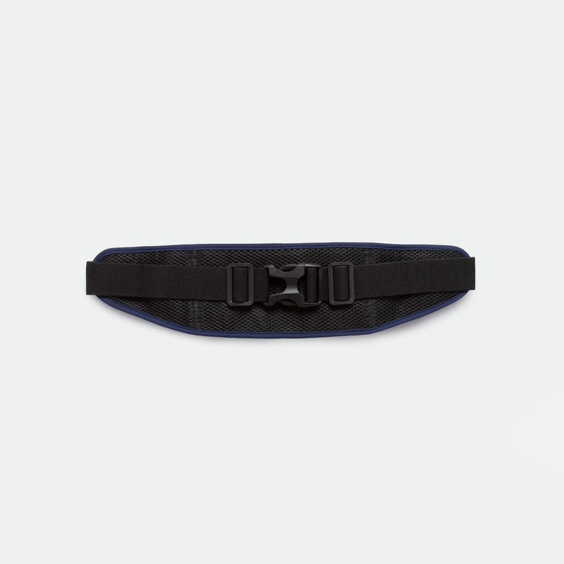 A navy blue utility belt with an adjustable buckle and two side straps, displayed on a plain white background.