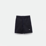 a short black with lace and logo 