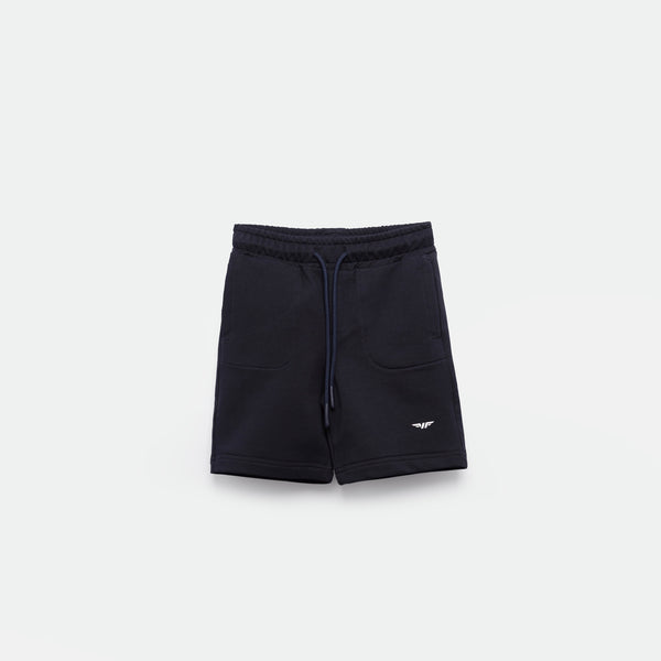 a short black with lace and logo 