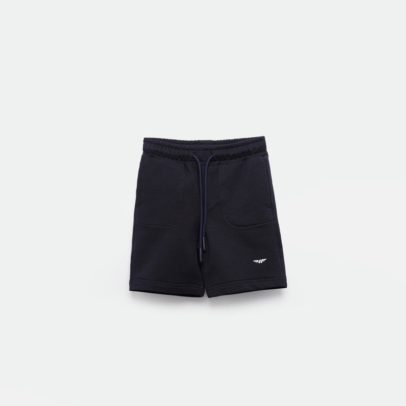 a short black with lace and logo 