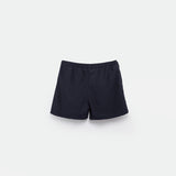 a back view for short navy blue with background light grey 