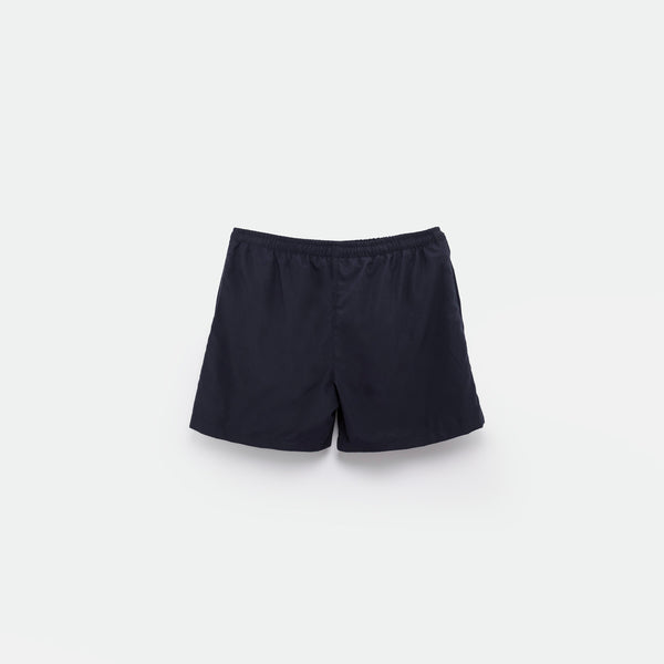 a back view for short navy blue with background light grey 