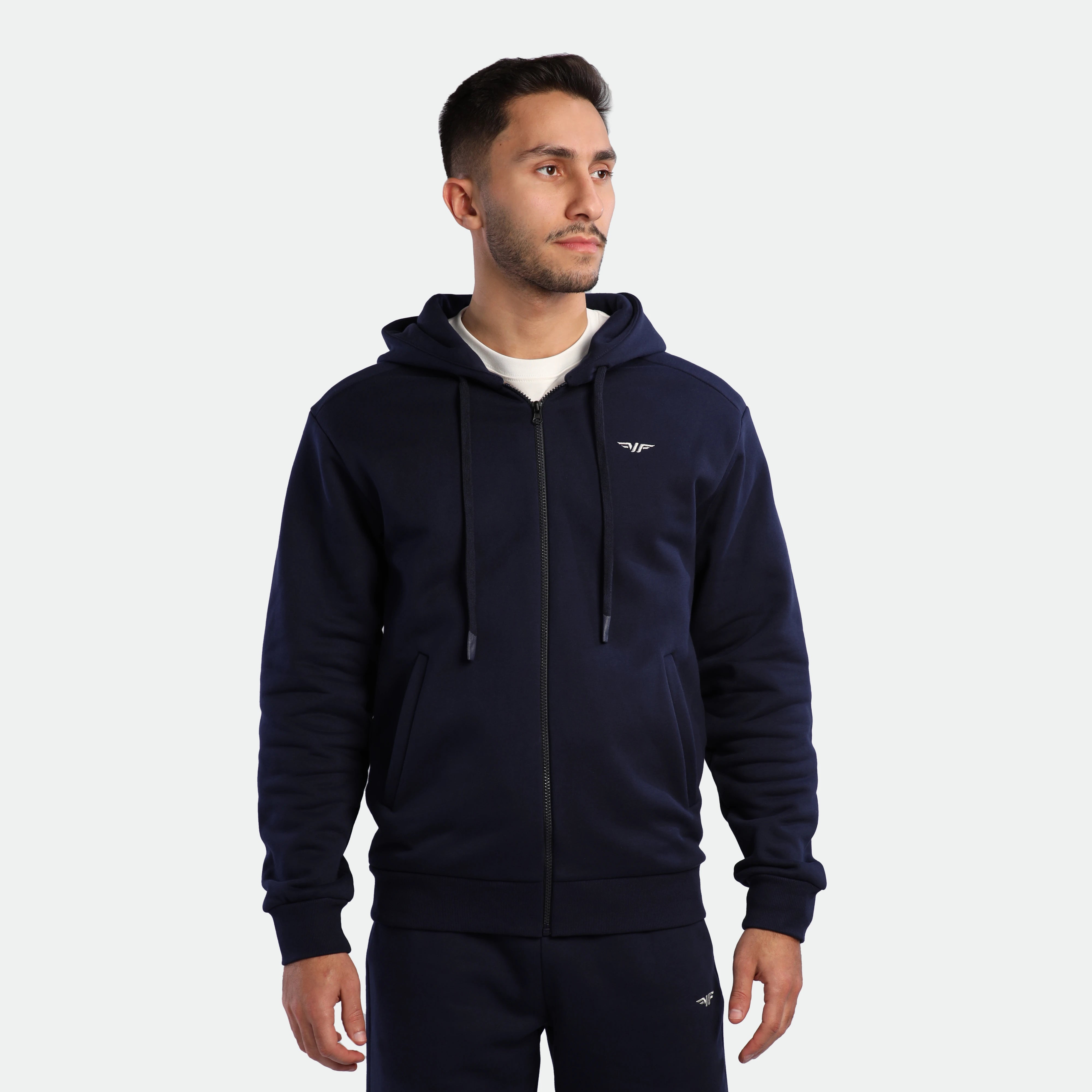 MEN-ESSENTIAL-ZIP UP-HOODIE (DARK NAVY)
