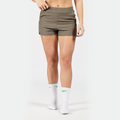 WOMEN-GO BEYOND RIBBED SHORTS  (OLIVE-GREY)